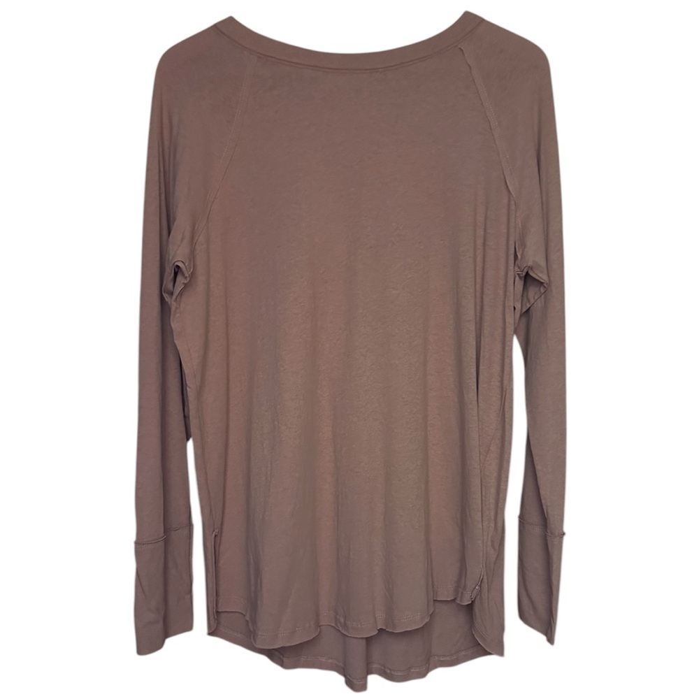 Easel Long Sleeve Scoop Neck Top - Taupe Brown